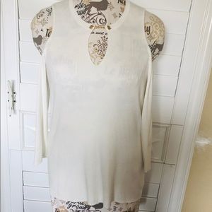 Ellen Tracy Cold Shoulder cream Sweater Size XL